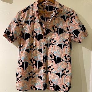 MENS NEFF BLACK FLAMINGO PINK BUTTON-UP SHIRT Sz M